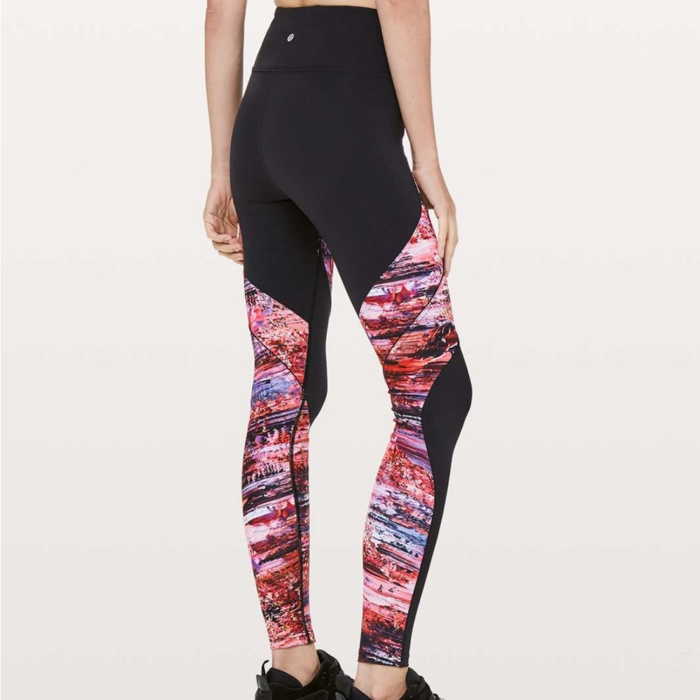 Women's LULULEMON Athletica BLACK & PINK Sweat & Repeat 28" TIGHT Legging PANT 4 - Picture 5 of 8